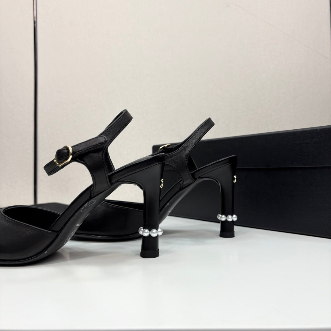 CC 25 Heel Sandals 80mm Black Lambskin 368822
