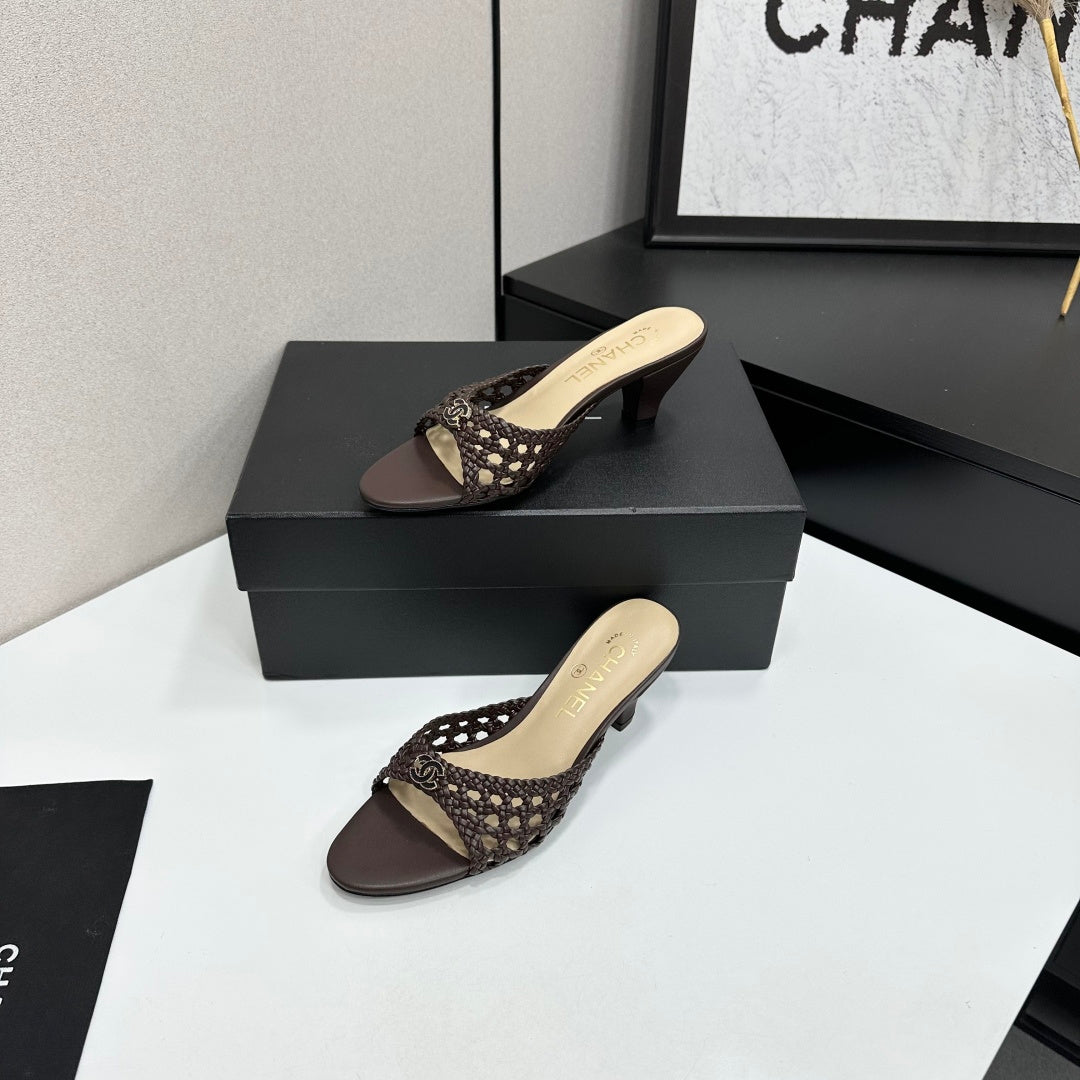 CC Openwork Mule Coffee Woven Sheepskin 743265