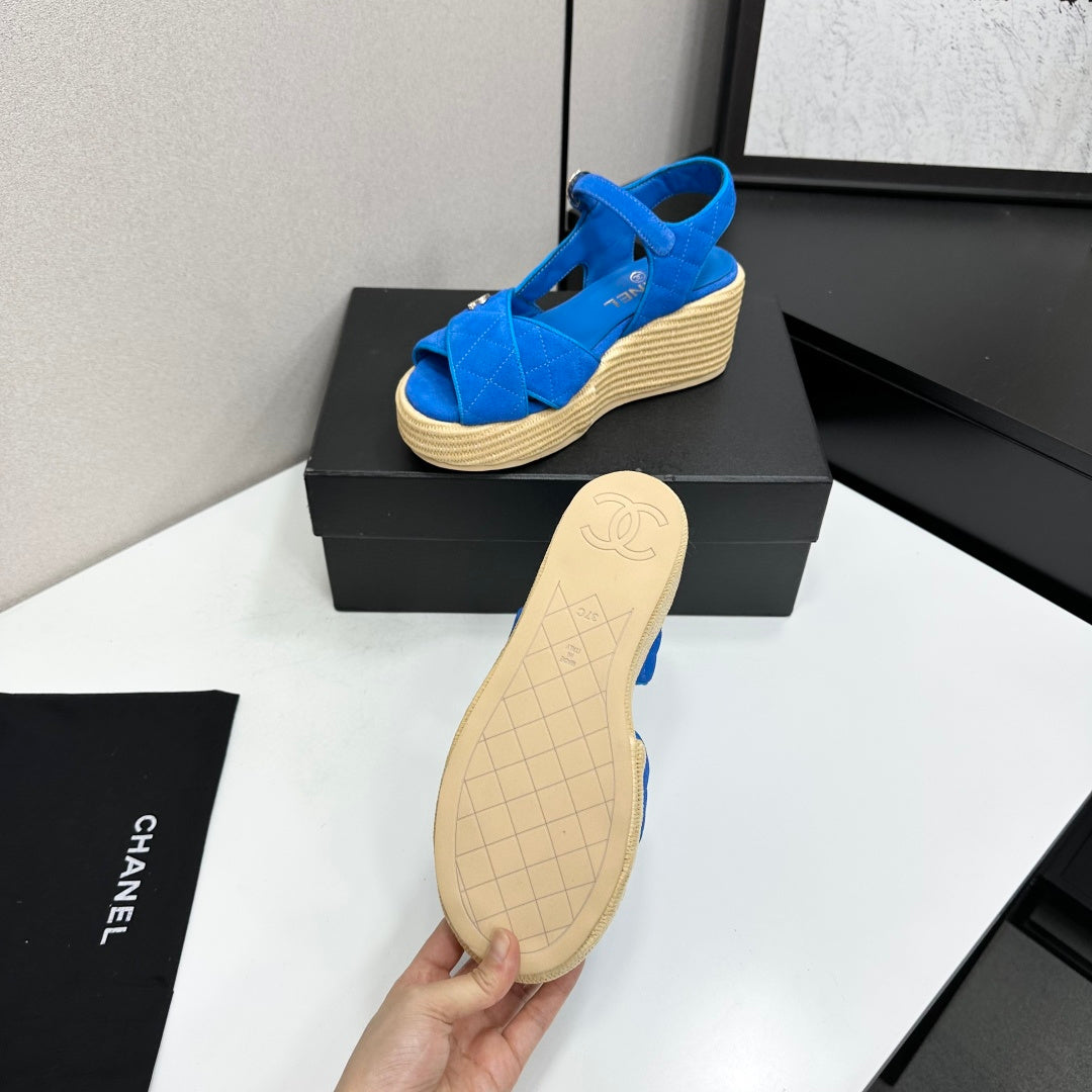 CC 26s Wedge Sandals Blue Suede 925932