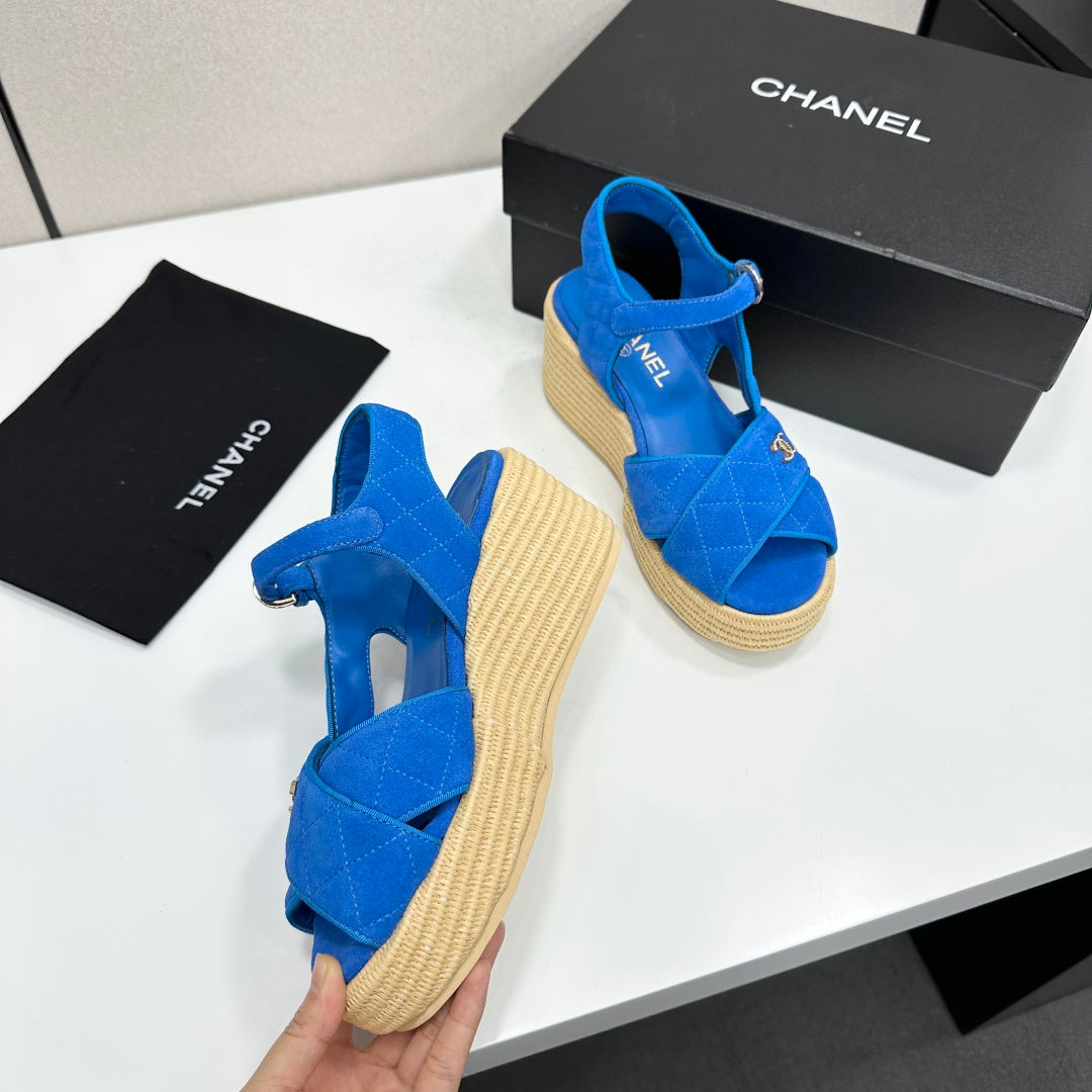 CC 26s Wedge Sandals Blue Suede 925932