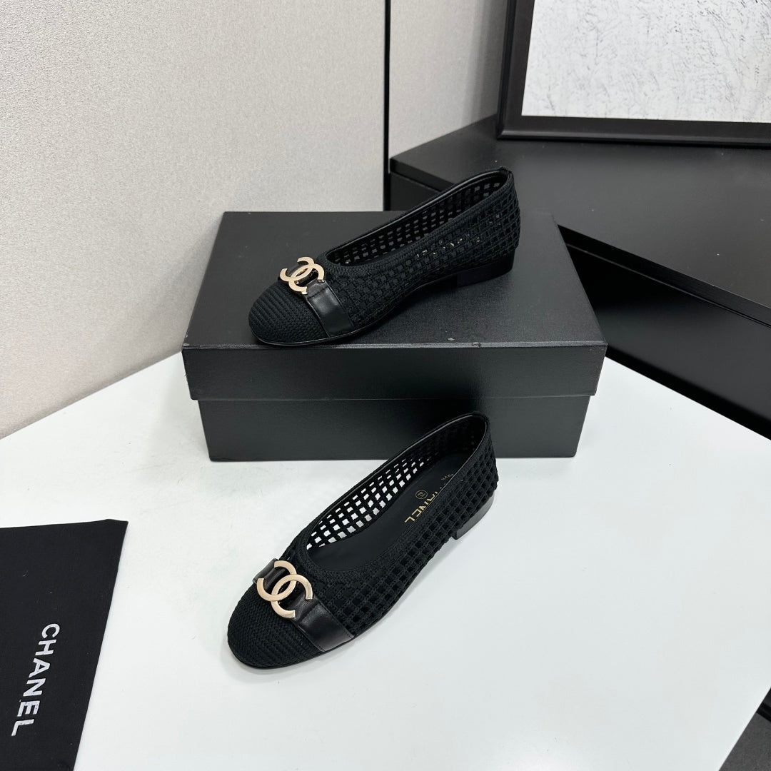 CC 26s Ballet Flat Black Woven Raffia Mesh 925934