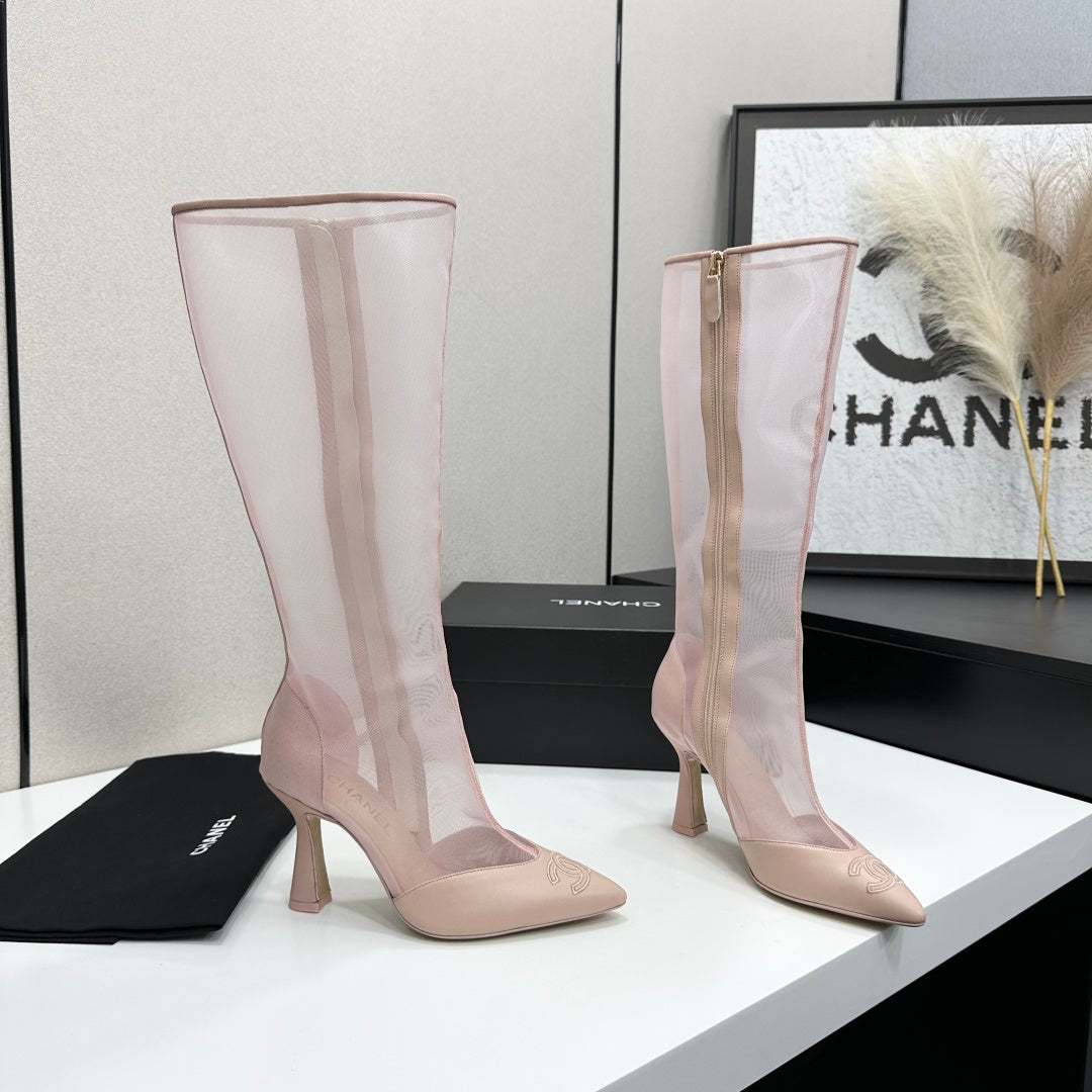 CC 26s Knee High Boots Beige Leather 109226