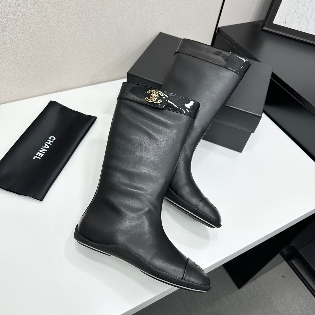 CC 26s Tall Boot Flat Black Leather 145992