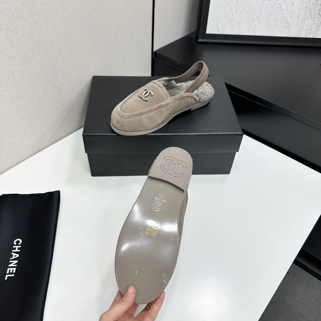 CC 26S Slingback Mules Grey Shearling Suede 147327