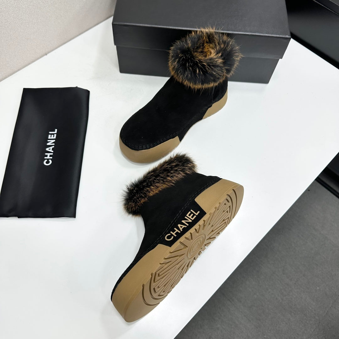 CC 26s Fur Boot Platform Black Suede 145919