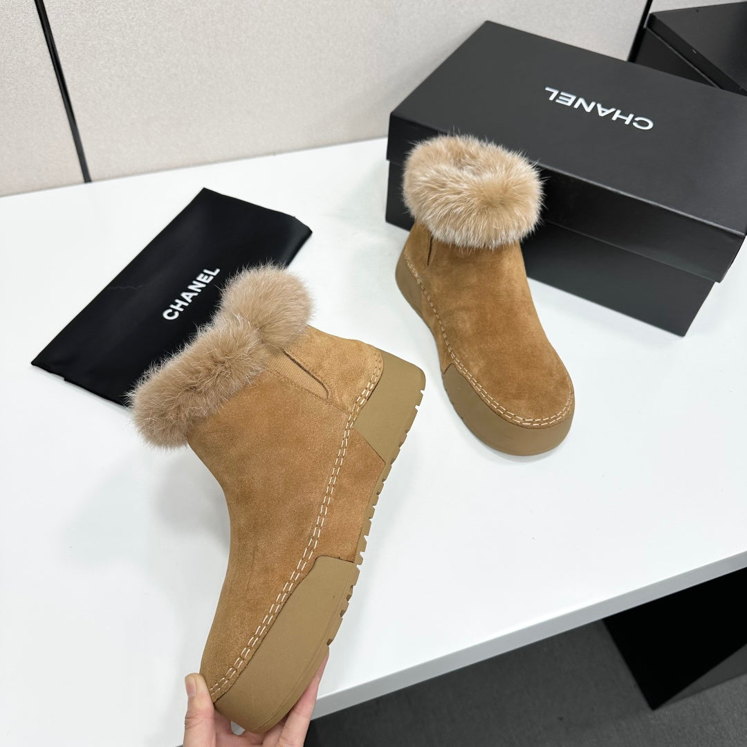 CC 26s Fur Boot Platform Tan Suede 145920