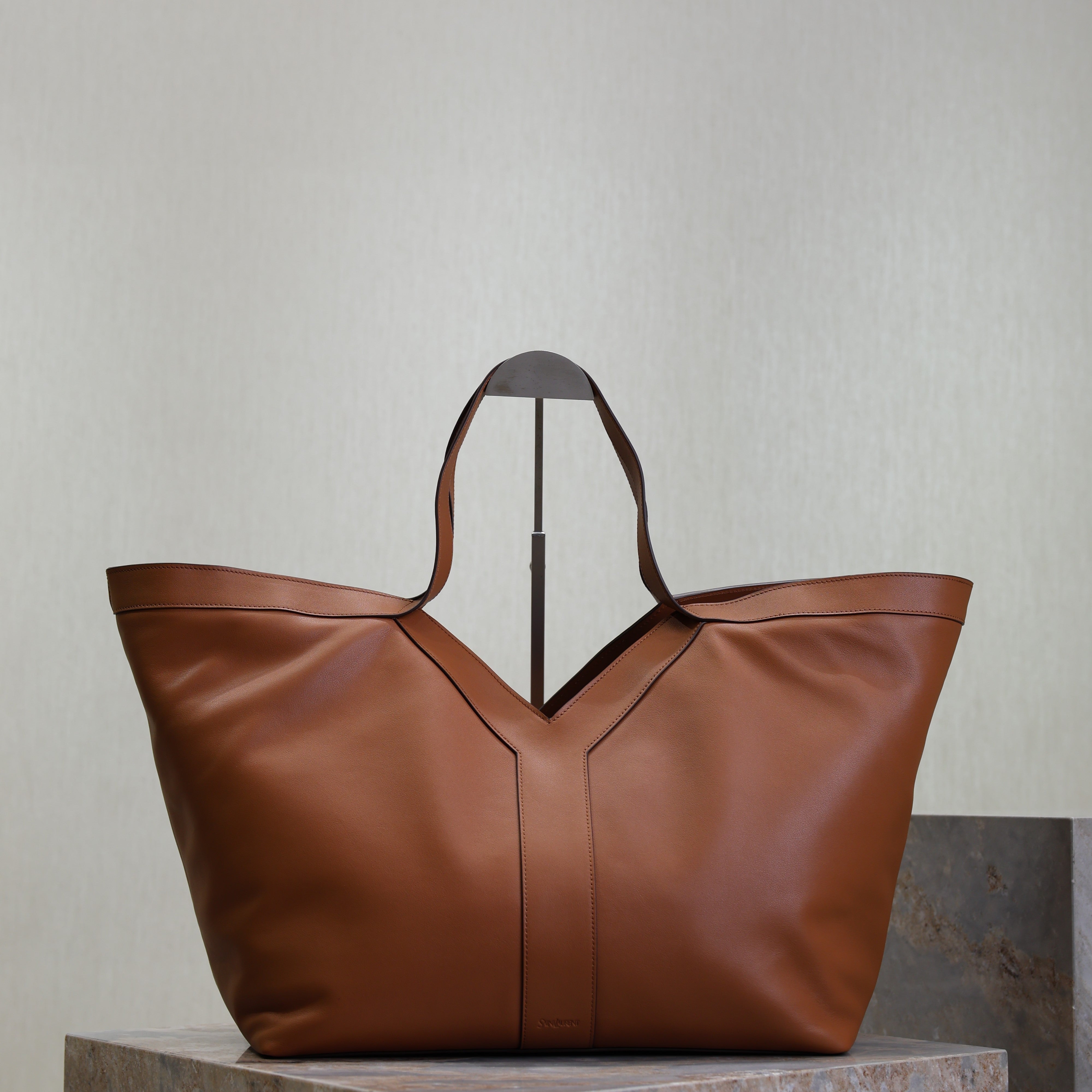 YSL Y Tote Bag Brown Cowhide