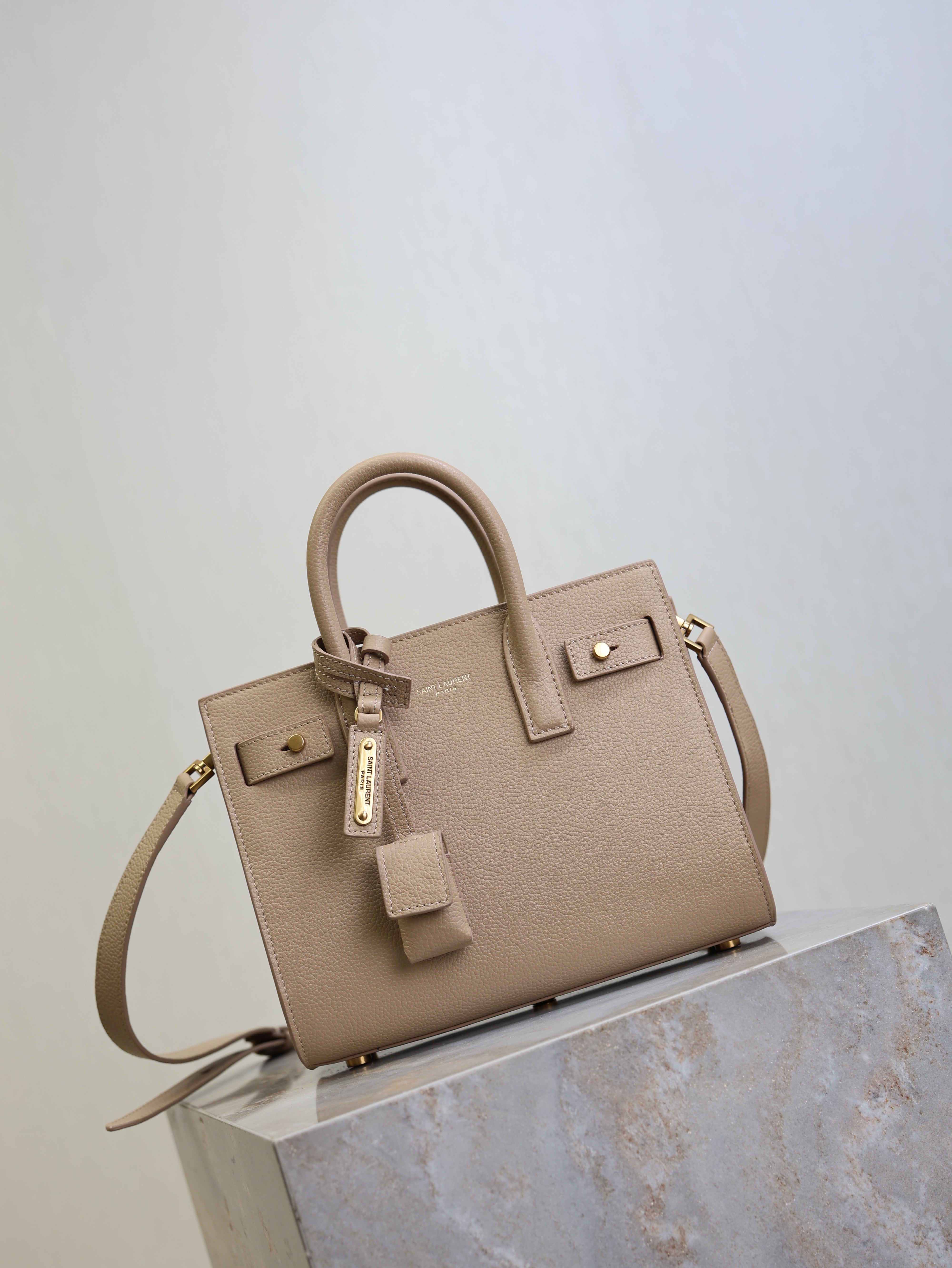 YSL Sac De Jour Nano 22cm Beige Grain Cowhide GHW