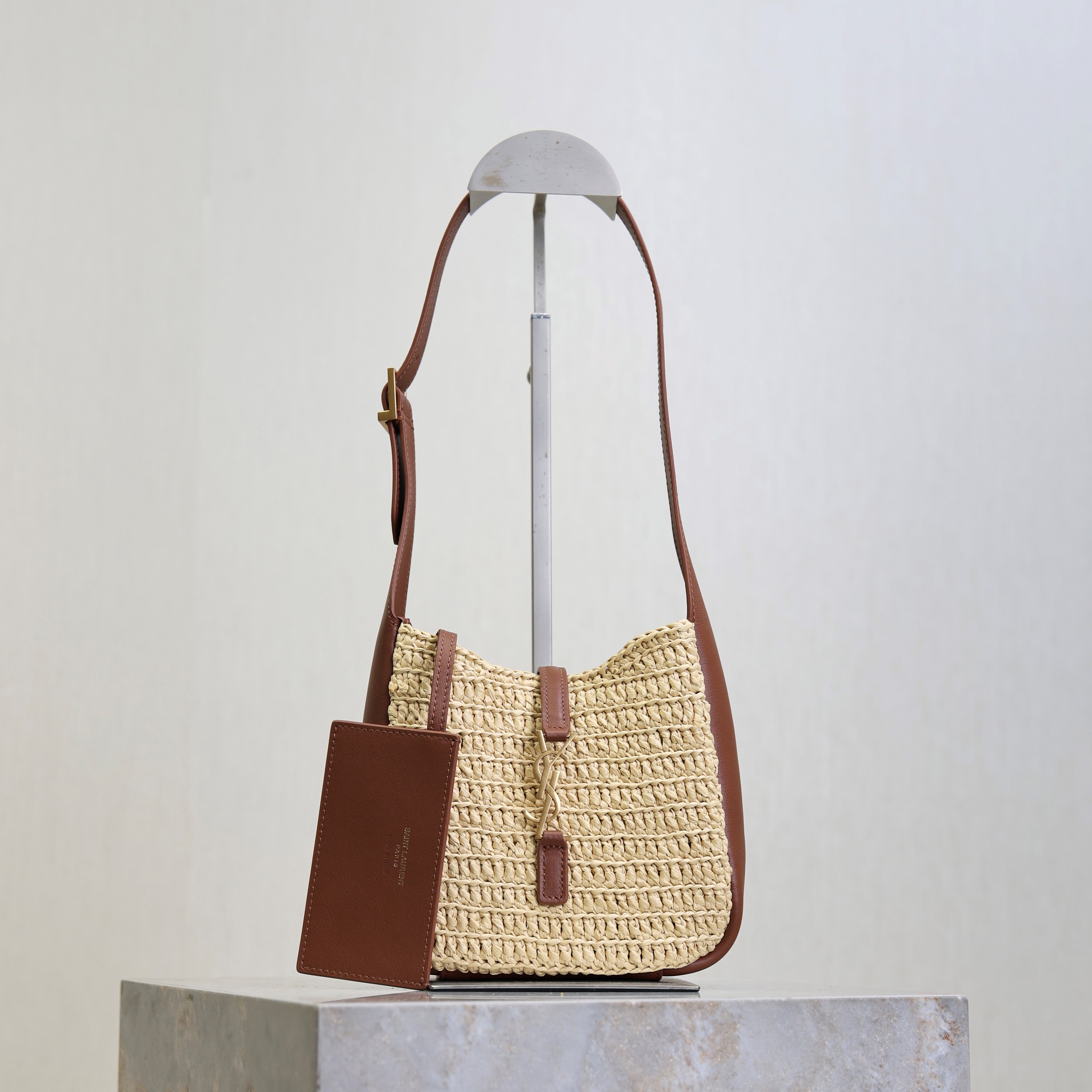 Prada LE 5A7 Mini 15cm Brown Beige Raffia Leather GHW