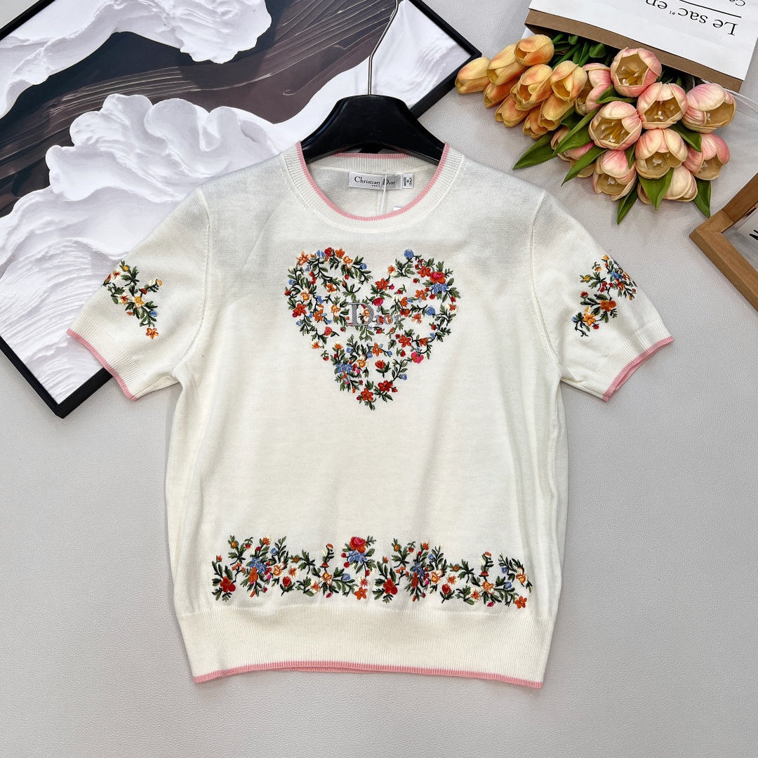 Dior 26s Short-Sleeve Crew-Neck Knit T-Shirt 1124