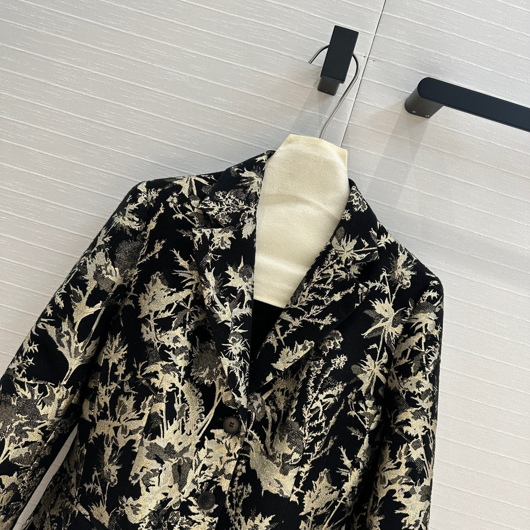 CD 25 Print Suit jacket Black Gold Jacquard fabric