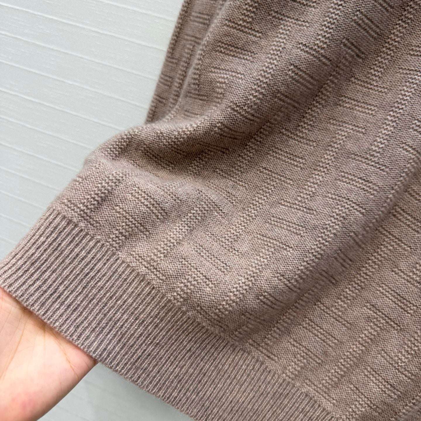 HM Jacquard Pullover Knit Sweater Light Taupe Cashmere 402945
