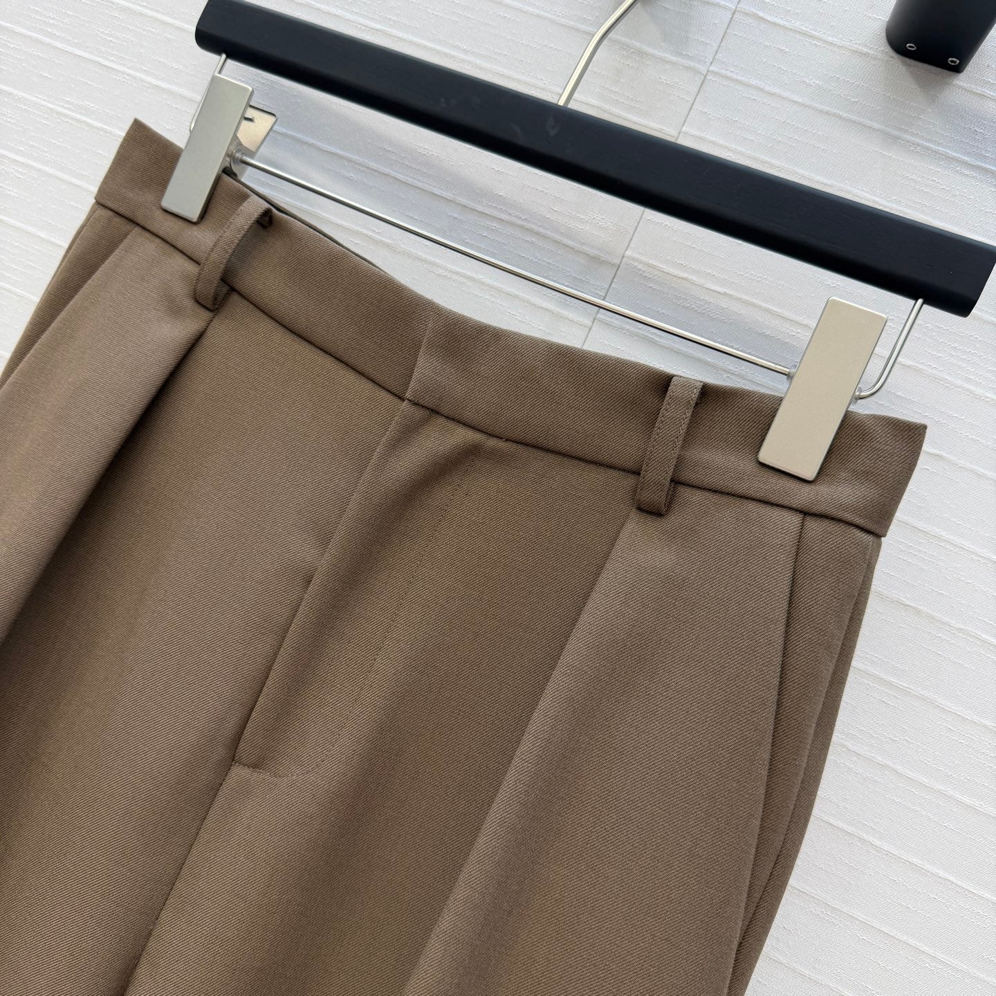 YSL Straight-Leg Trousers Taupe Wool 402916