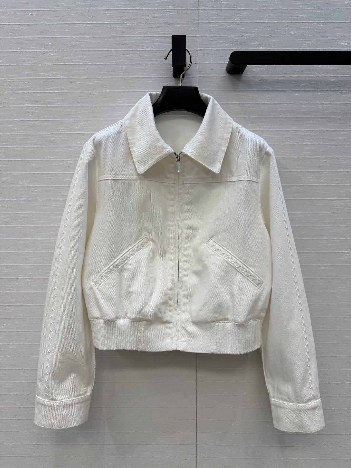 CC 26s Jacket With Cable Knit Embroidery White Denim 402908