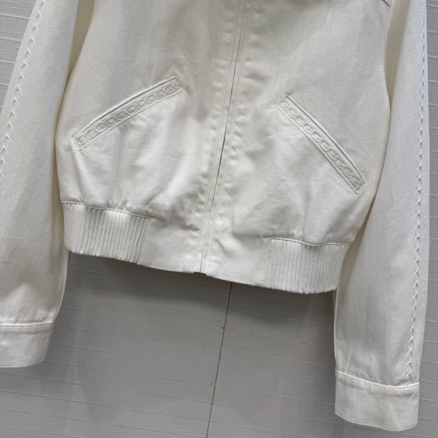 CC 26s Jacket With Cable Knit Embroidery White Denim 402908