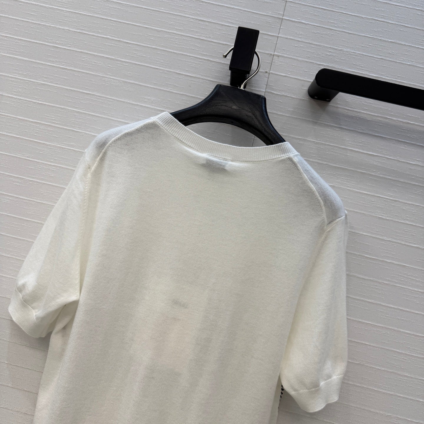 CC 26s Cross-Stitch Knit Short-Sleeved Top White Cashmere 409390