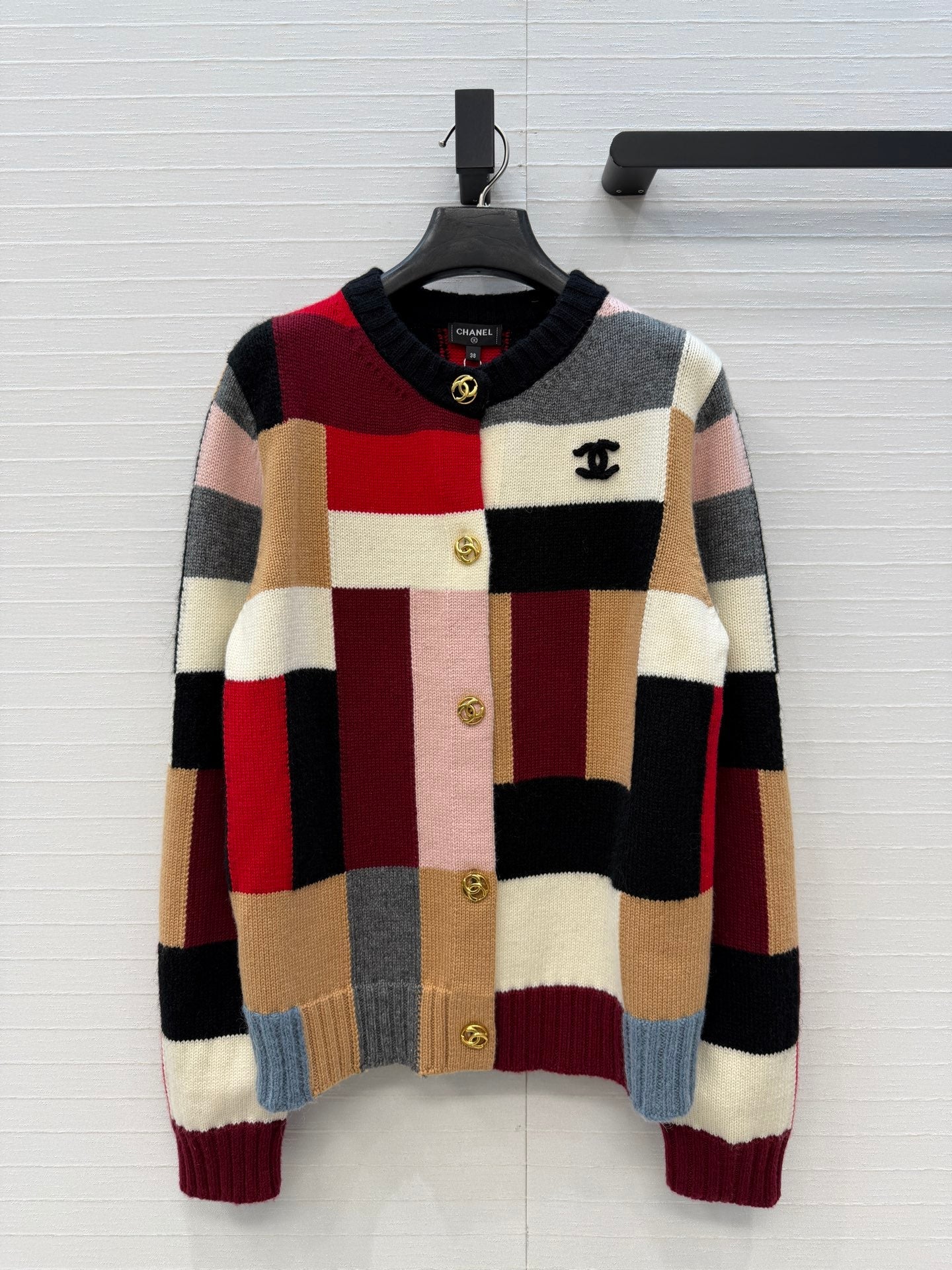 CC FW 26s Cardigan Black Red Multicolor Cashmere Wool 414711