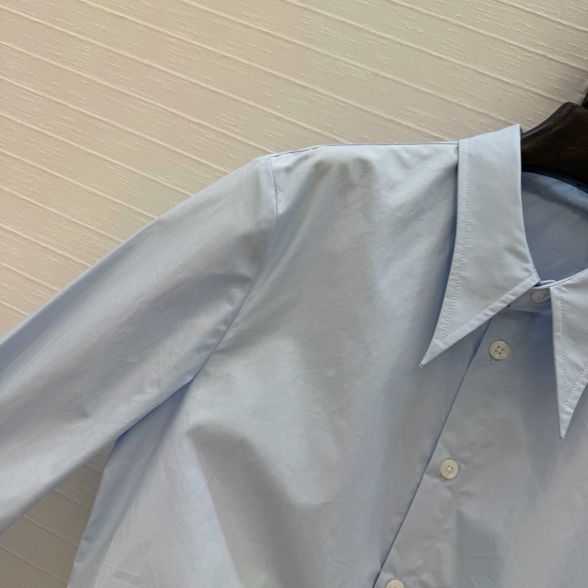 Prada 26s Drawstring Cropped Shirt Light Blue 440565