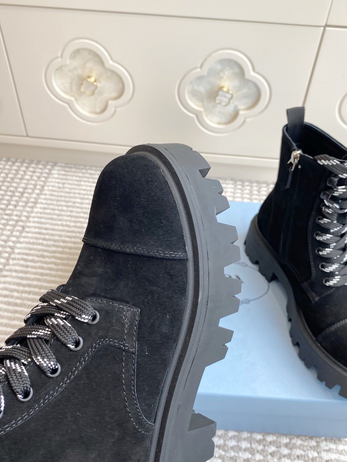 Prada 26s Combat Boots Full Black 957394