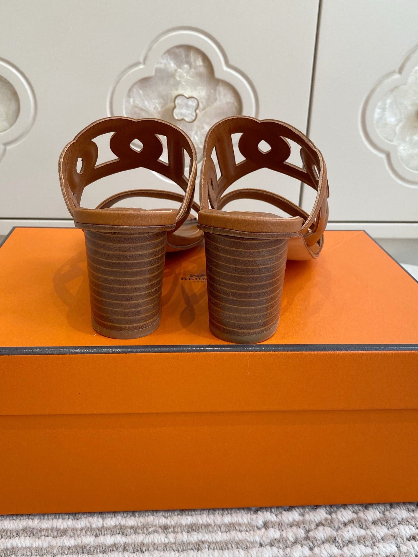 HM Lipari Sandal 7cm Tan Leather 776545
