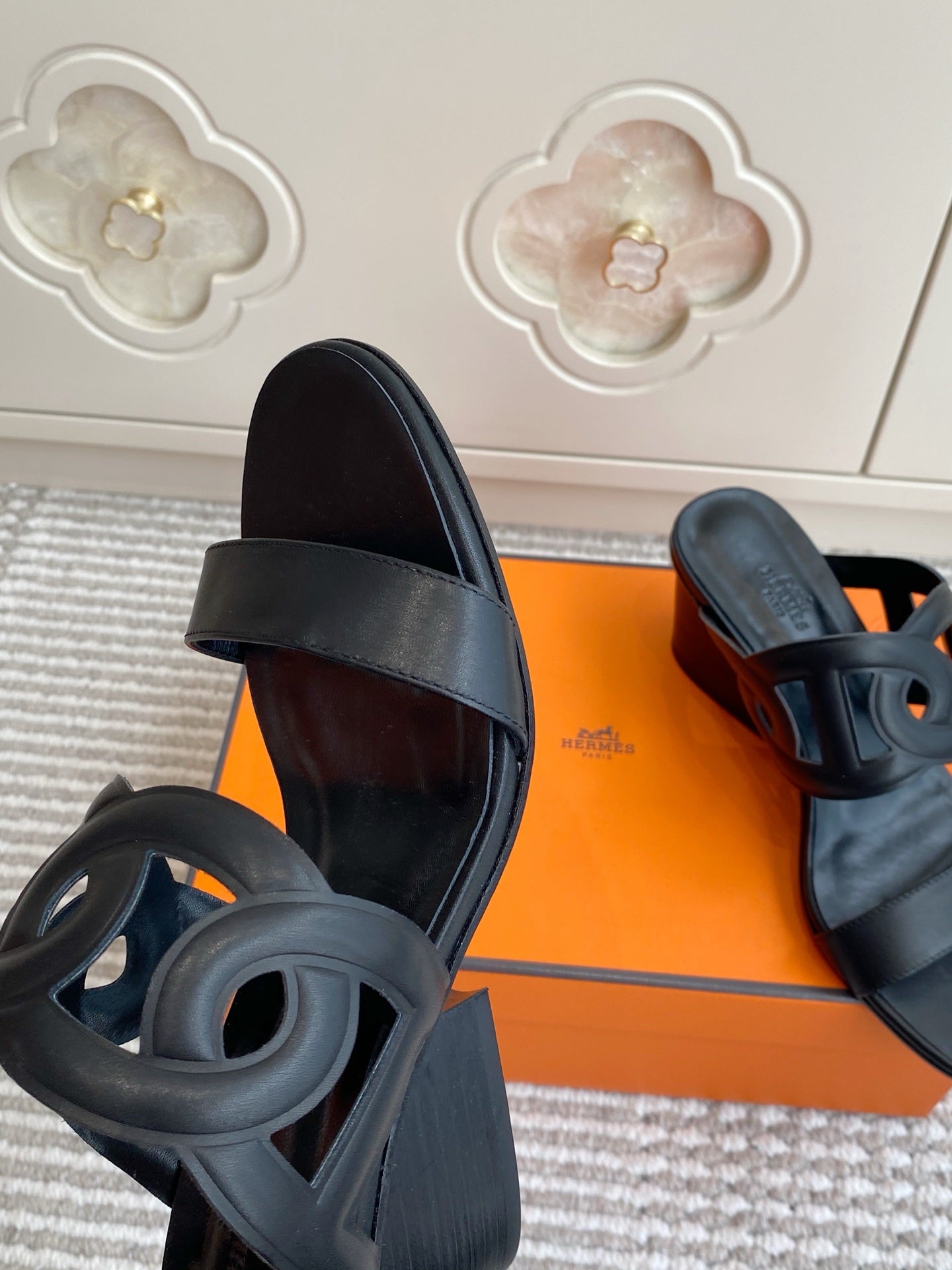 HM Lipari Sandal 7cm Black Leather 776547