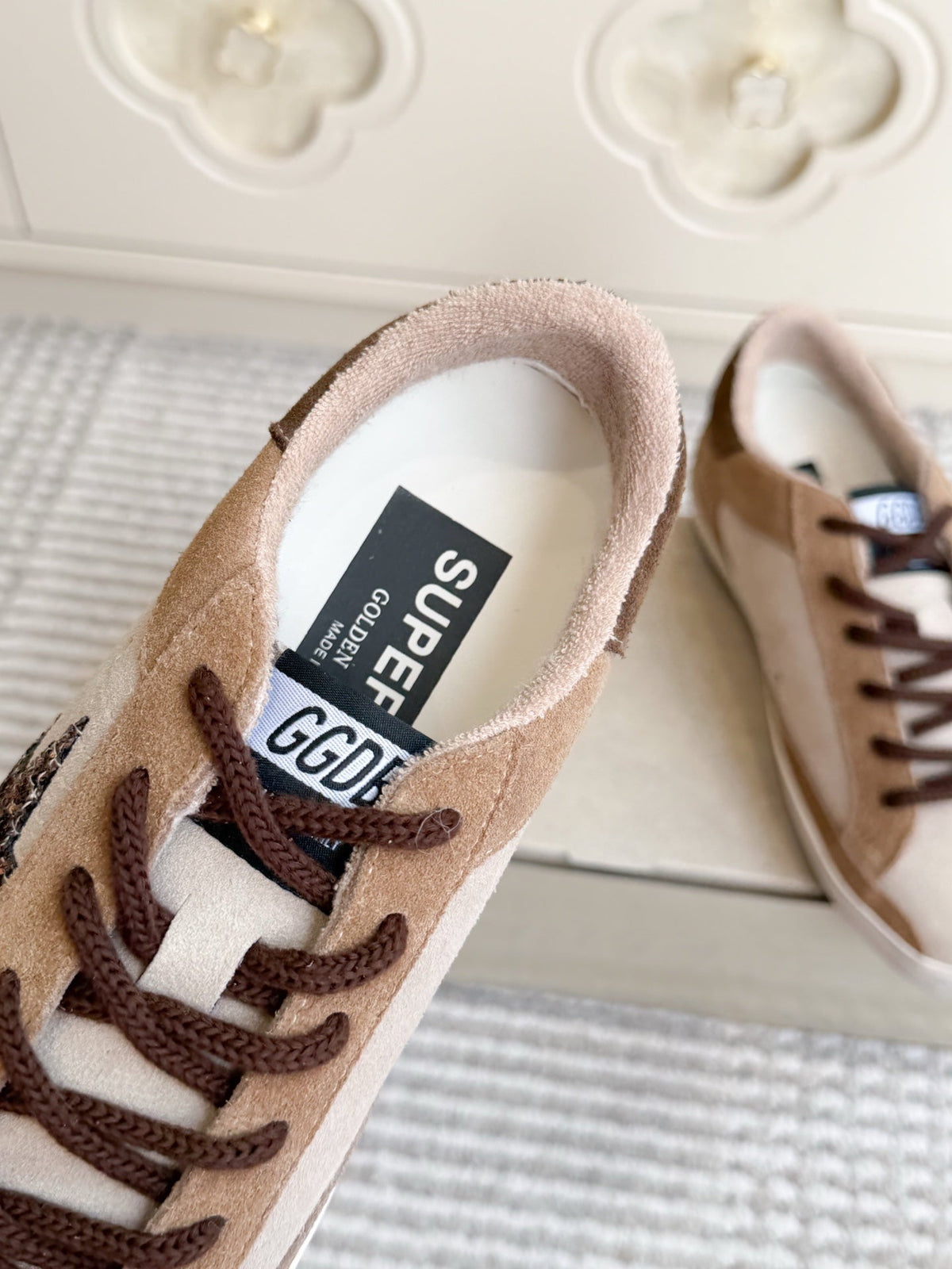 GGDB Sneakers Beige Brown Suede Glitter Star 122362
