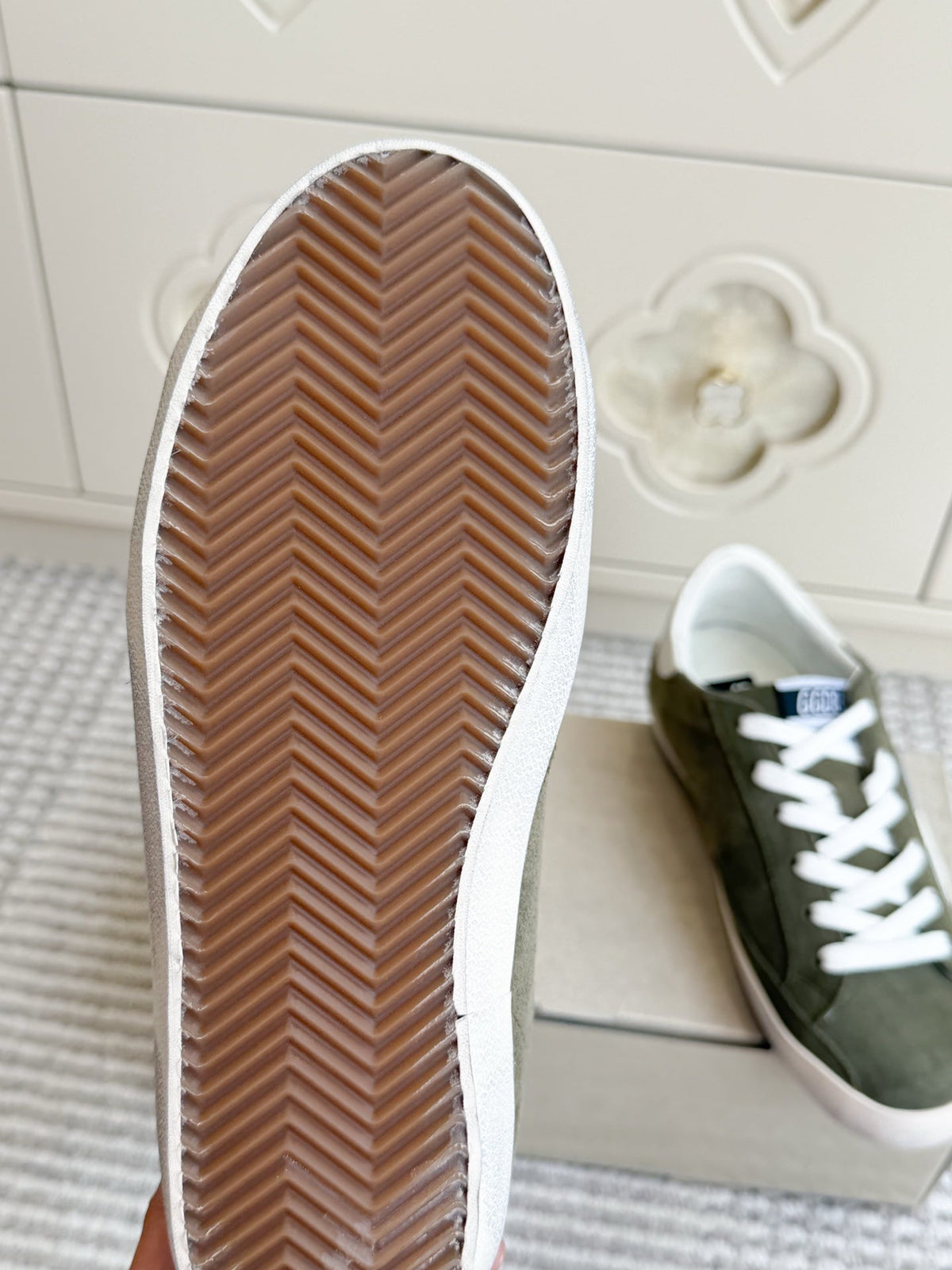 GGDB Sneakers Olive Green Suede White Star 122365