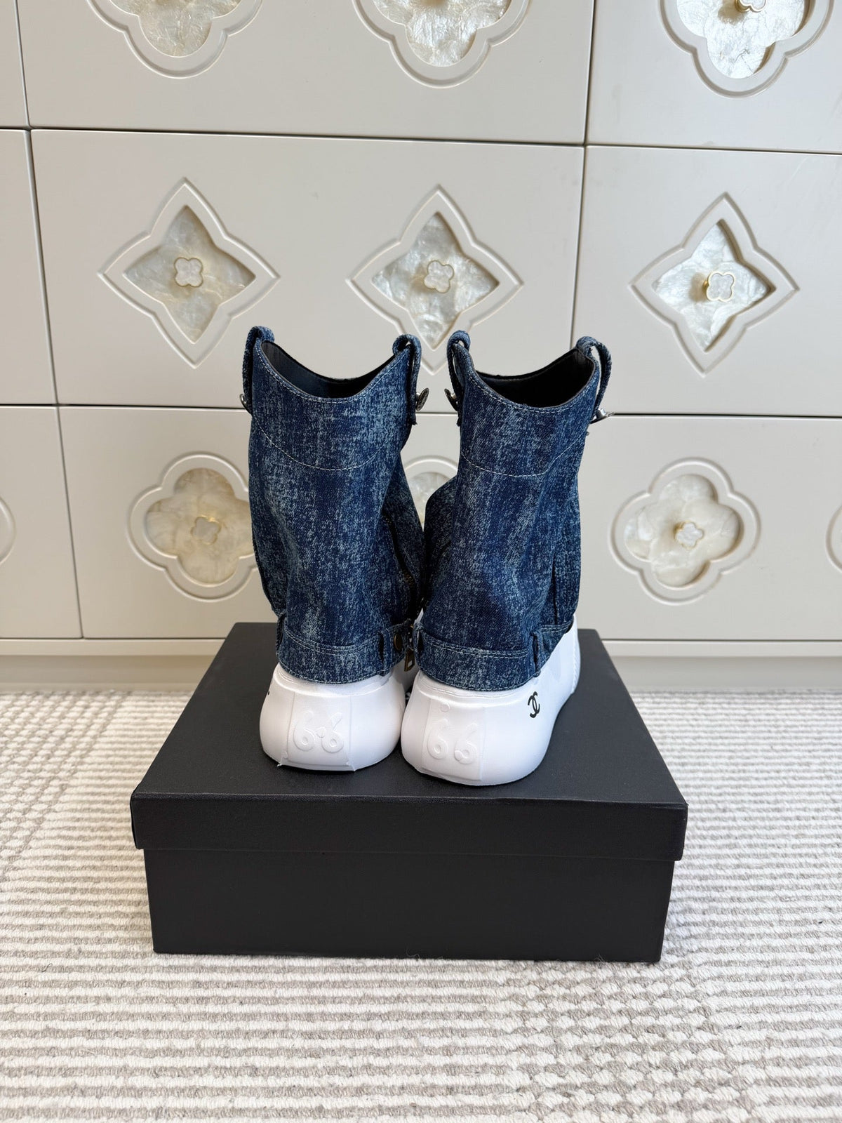CC 26s Denim High-Top Sneakers 4cm Blue Denim 122032
