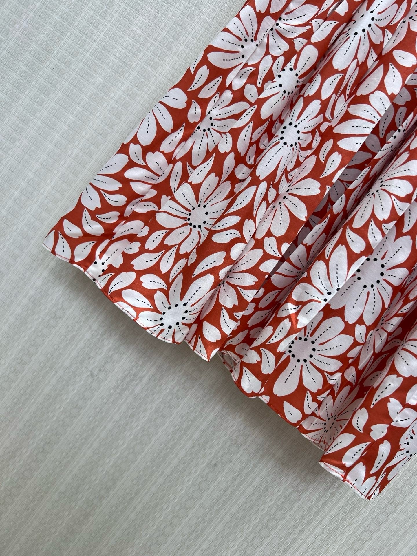 Prada 26s Floral Tieneck Midi Shirtdress Orange White Viscose Acetate 397684