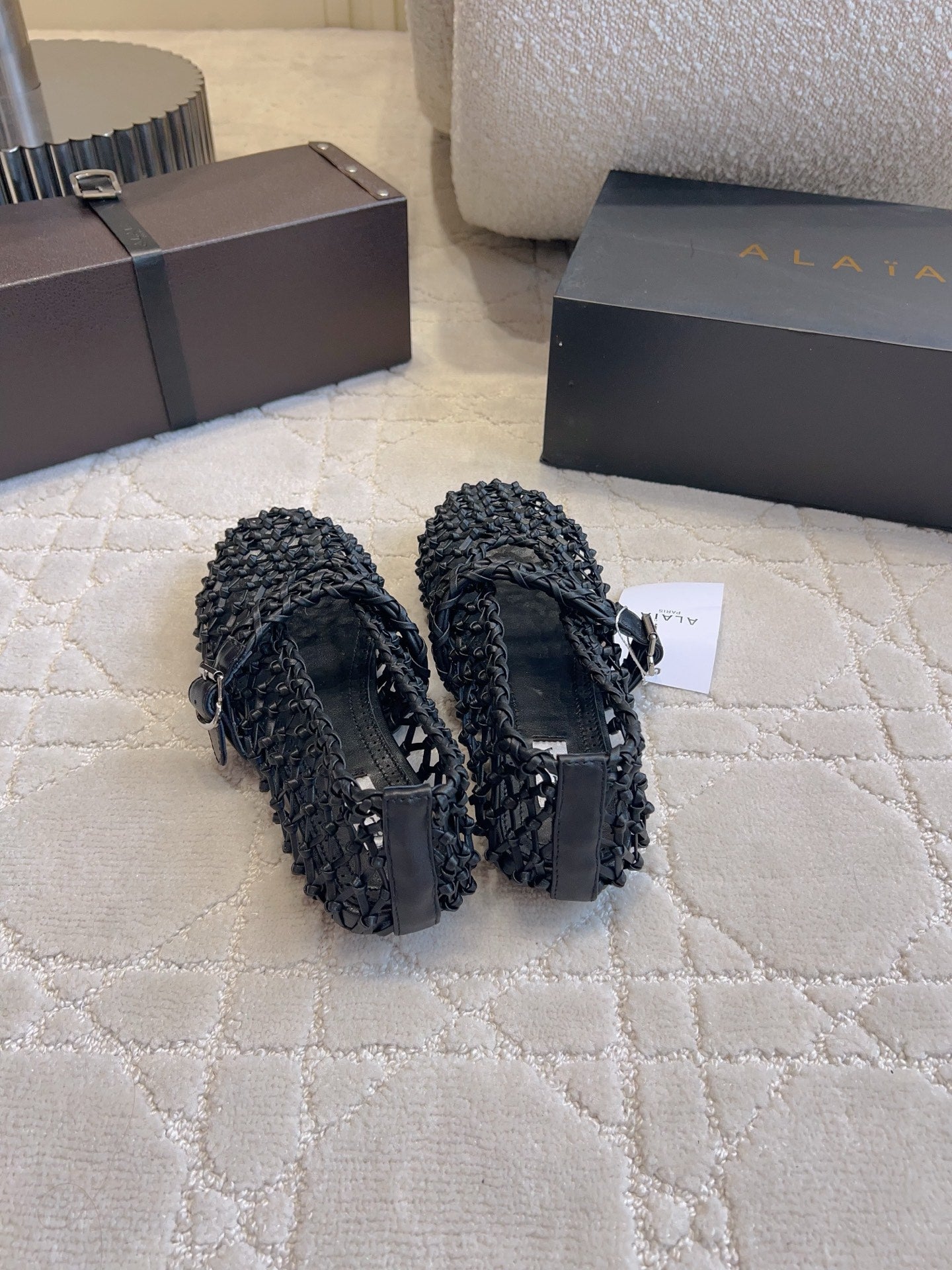 Alaïa Fishnet Ballet Flats Black Sheepskin 851455