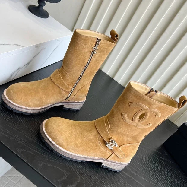 Chanel 2026 Mid-Calf Boots Suede Cowhide 977204