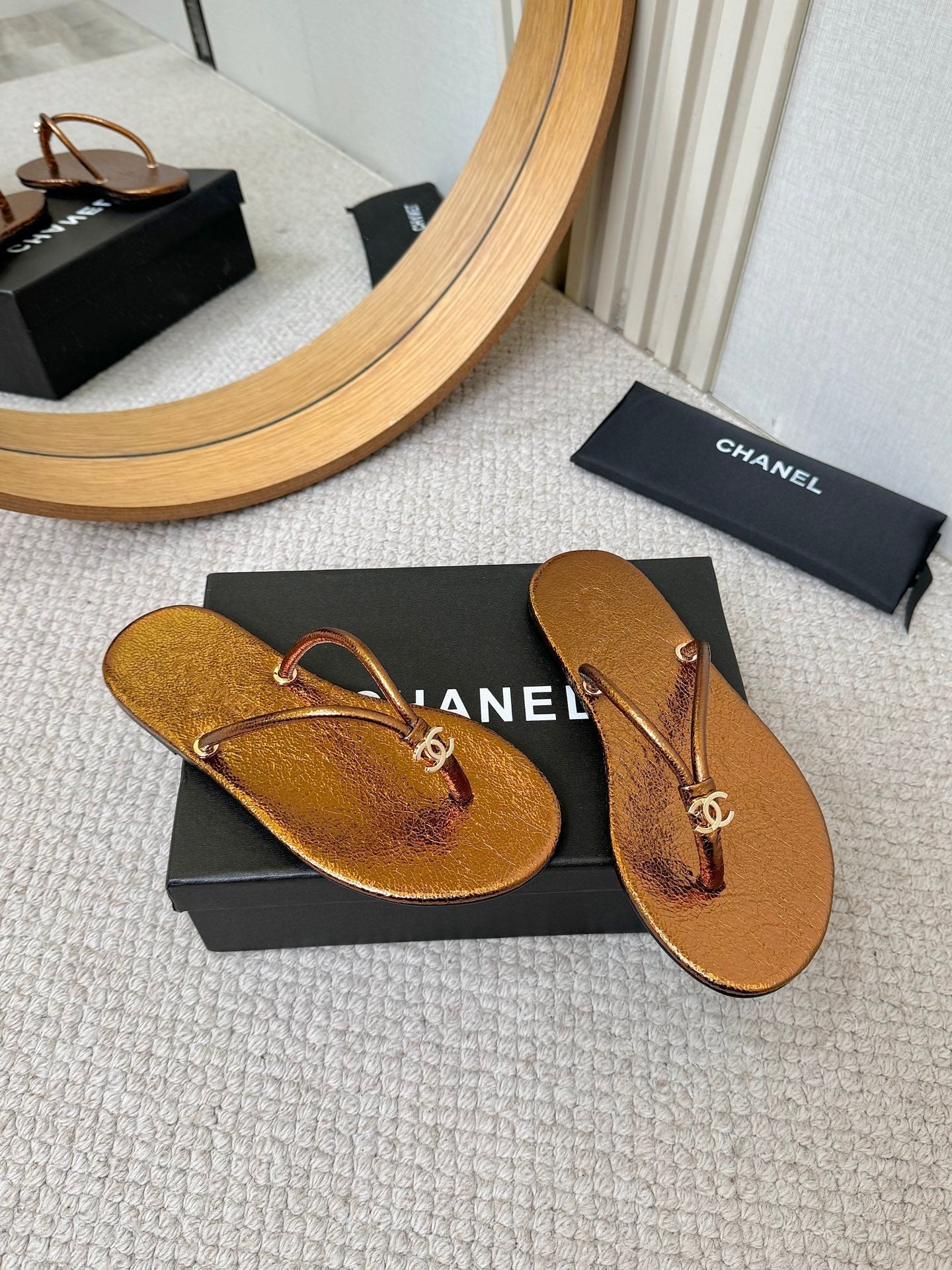 CC 2026 Thong Sandal Copper Metalic Calfskin 826473