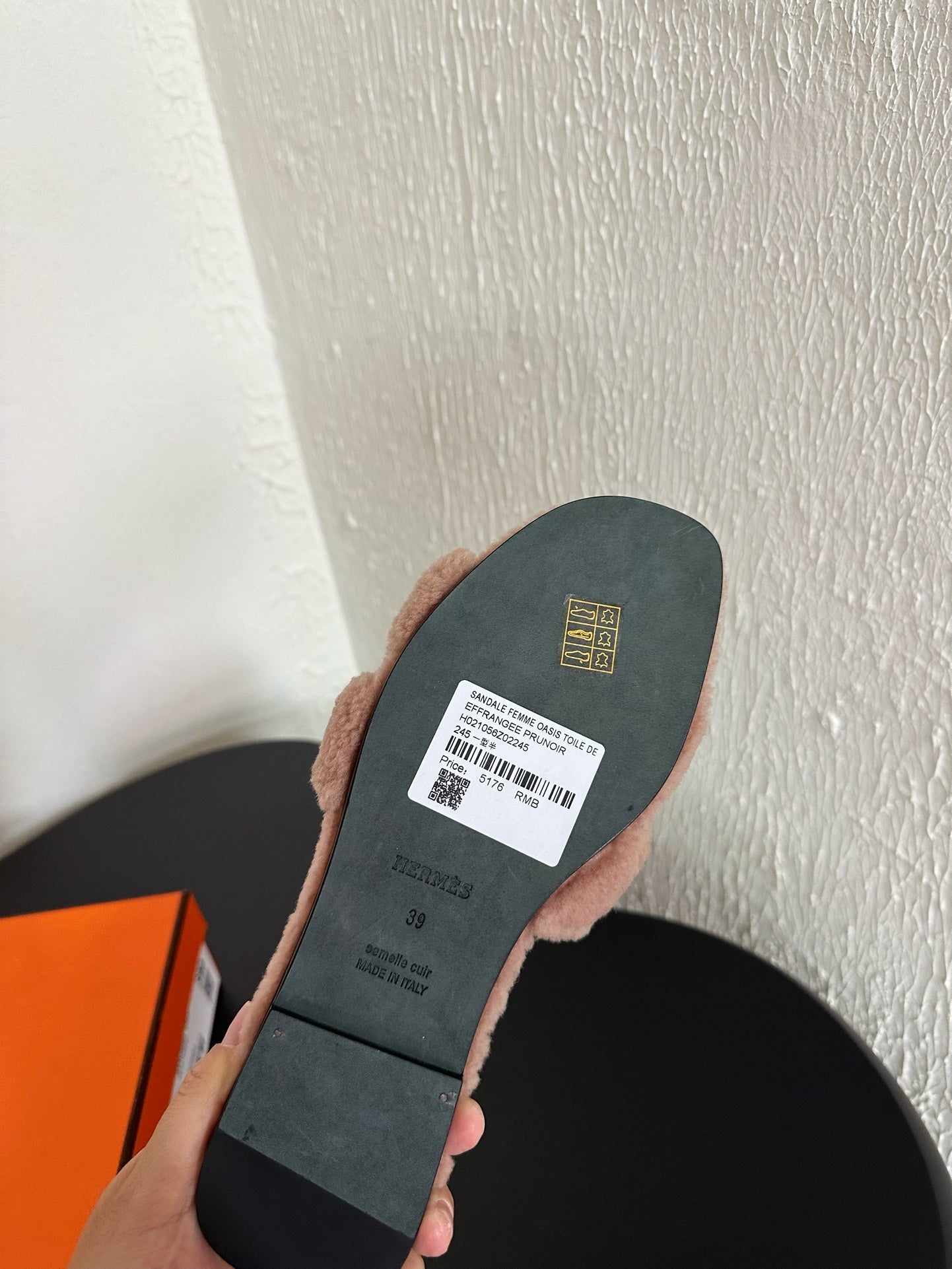 HM Oran Sandal Light Beige Pink Wool Fleece 961013