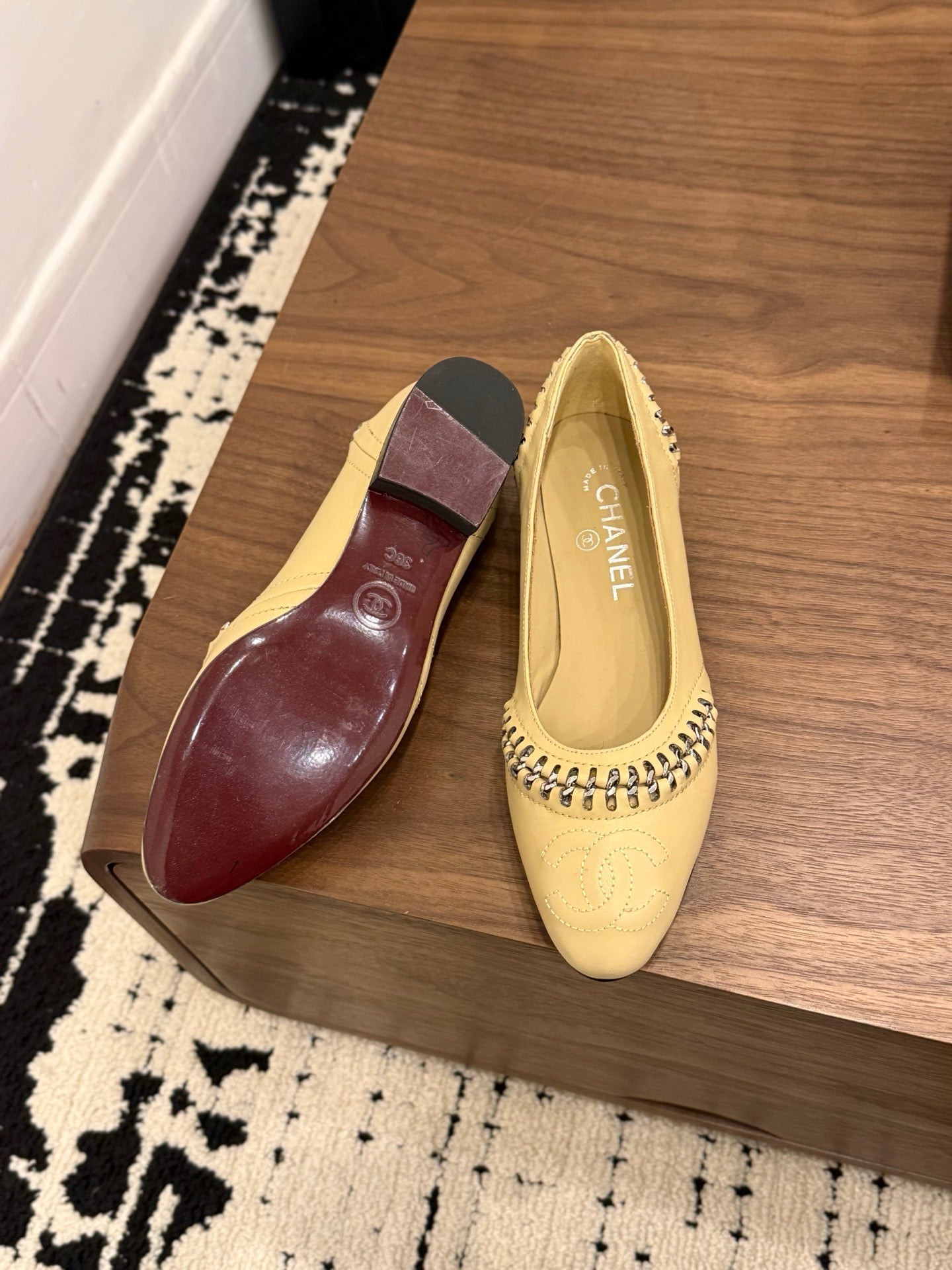 CC 2026 Ballet Flat Braided Chain Beige Calfskin 676199