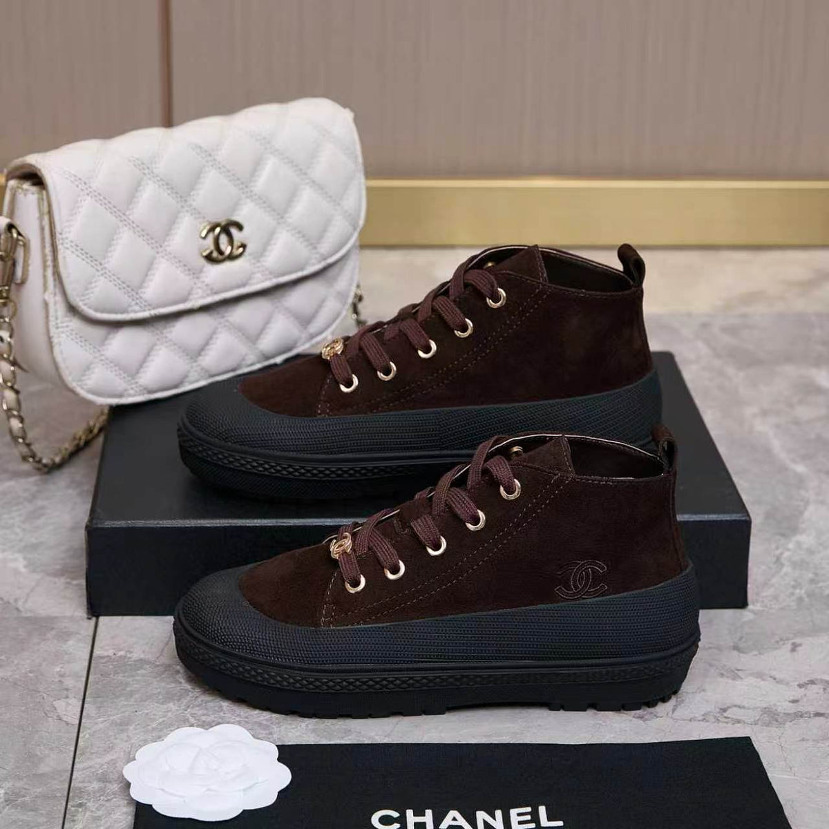 Chanel 26s Mid Sneakers Dark Brown Suede 168233