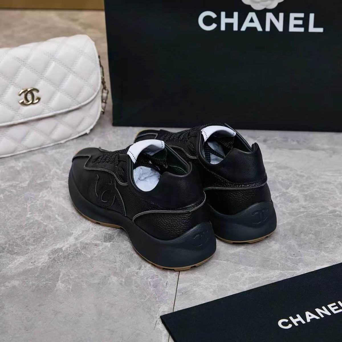 Chanel 26s Sneakers Black Leather 168241