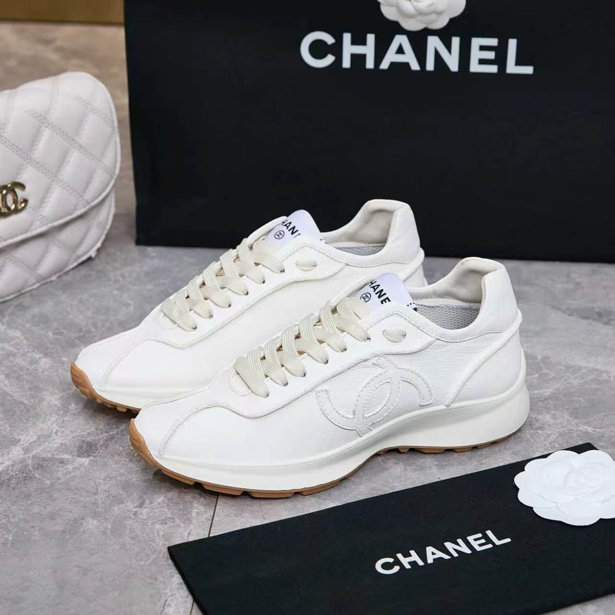 Chanel 26s Sneakers White Leather 168242