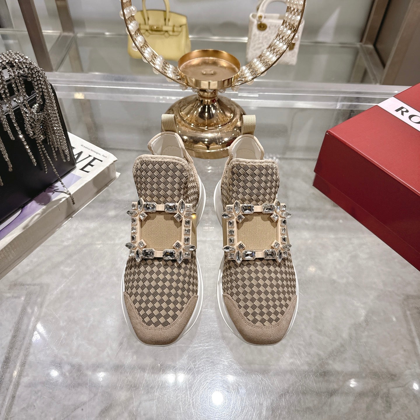 Viv Diamond Sneaker Brown Custom Woven 262956