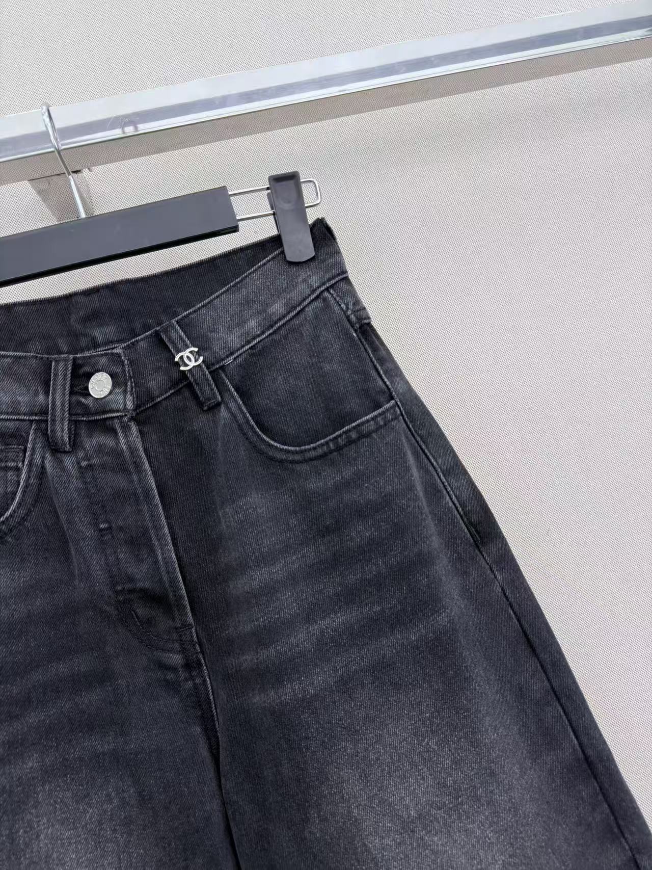 CC 26s Wide-Leg Pants Dark Grey Denim 407865