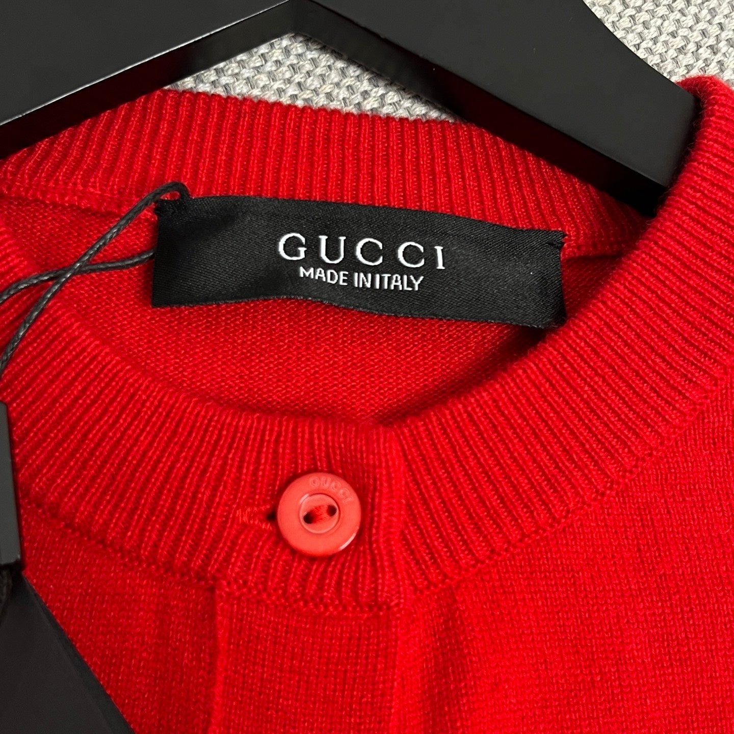 GG Cardigan With Embroidery Red Knit Wool 394322