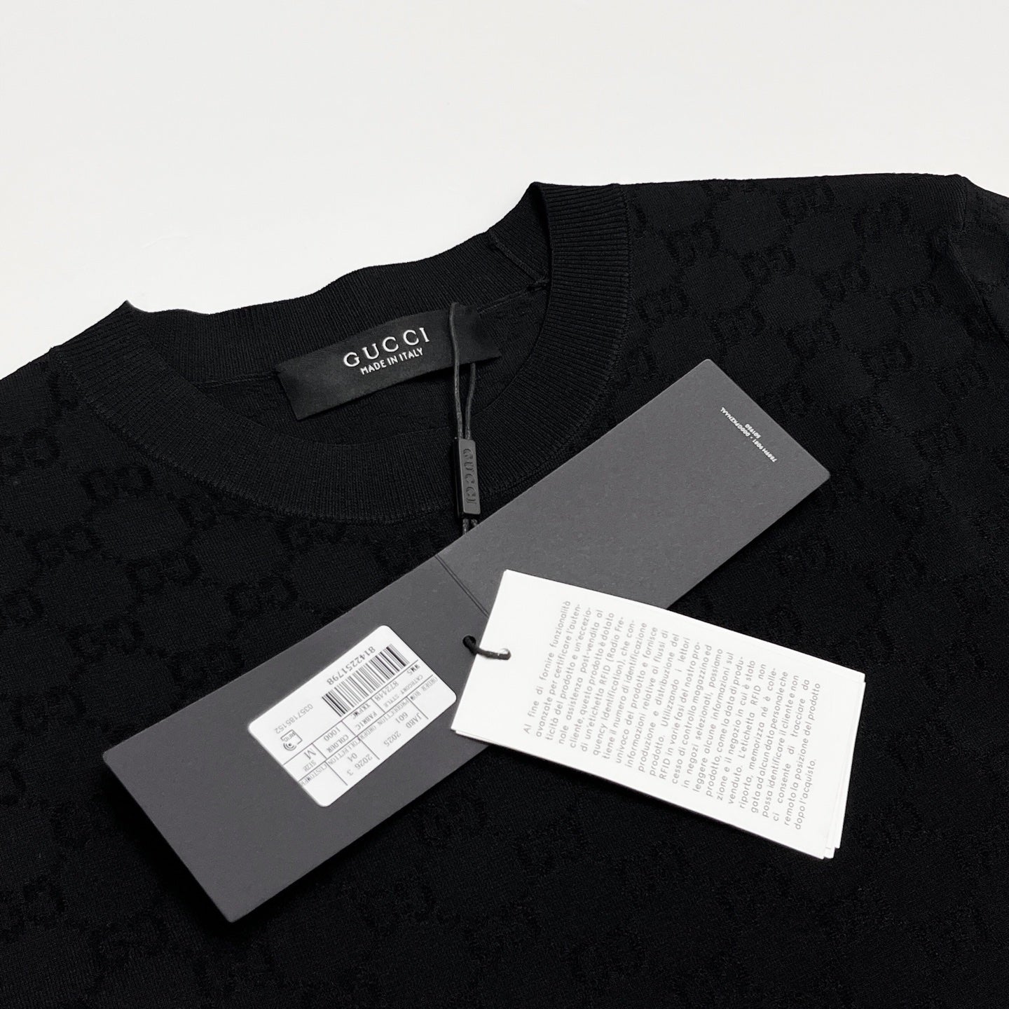 GG Jacquard Fabric T-shirt Black Cotton 394290