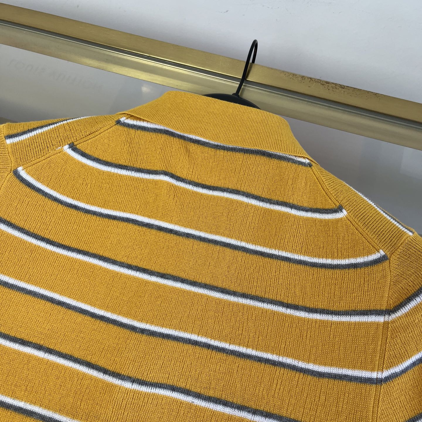 Miu 26s Knit Polo Shirt Yellow Cotton 423043