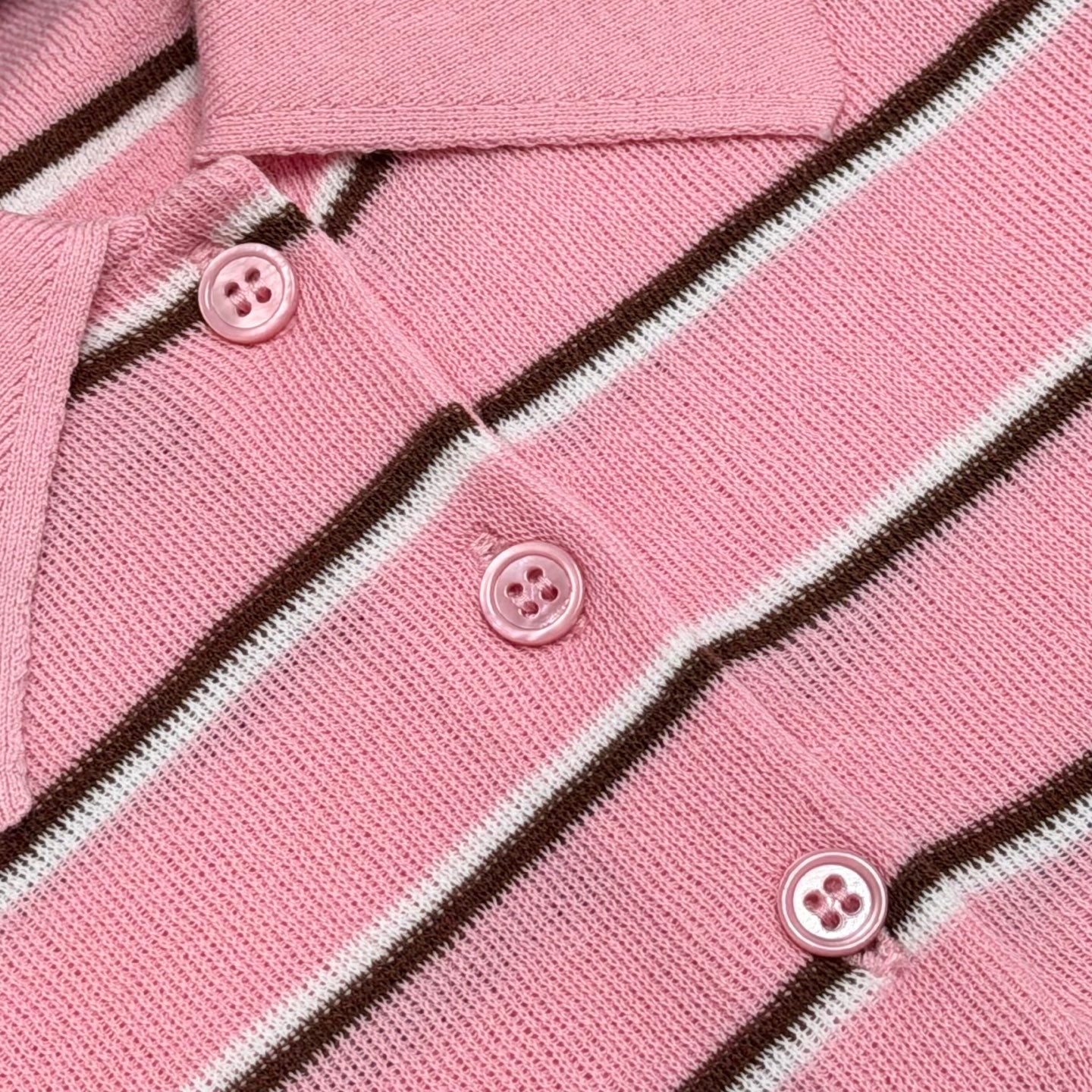 Miu Knit Polo Shirt Light Pink Cotton 394294