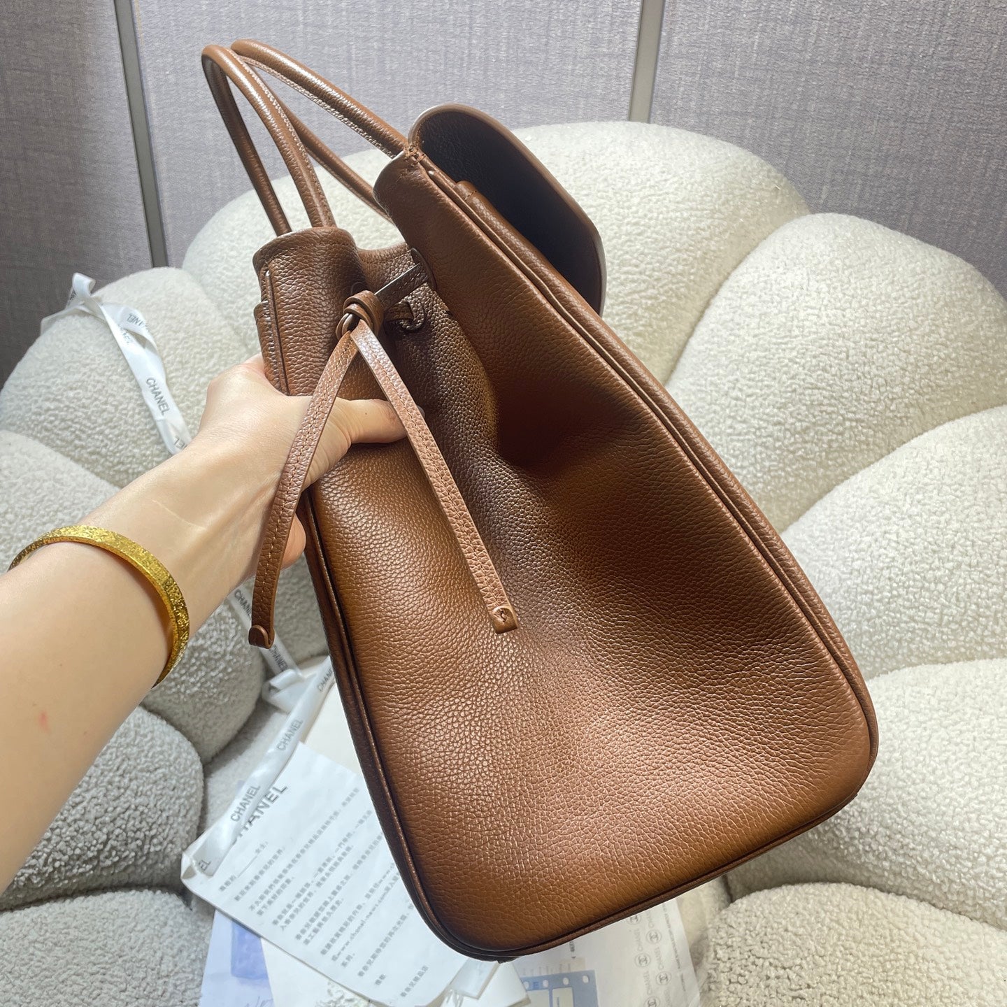 CC 26s Large Tote Bag Light Brown Grained Calfskin