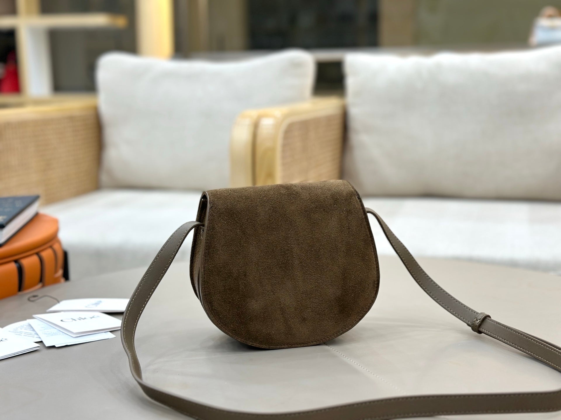 Chloe Small Marcie Saddle Bag Dark Brown Suede 281229