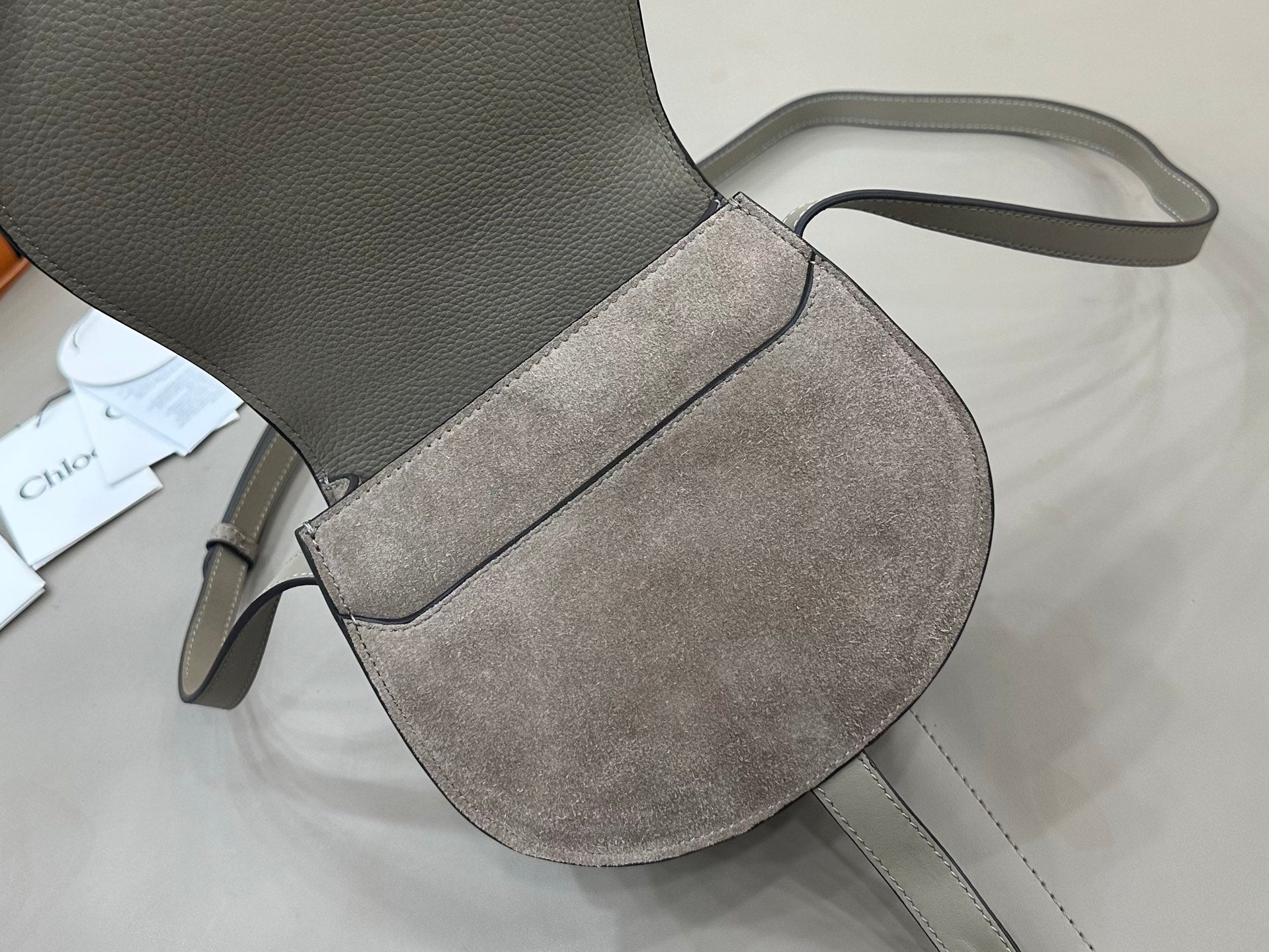 Chloe Small Marcie Saddle Bag Grey Suede 281224