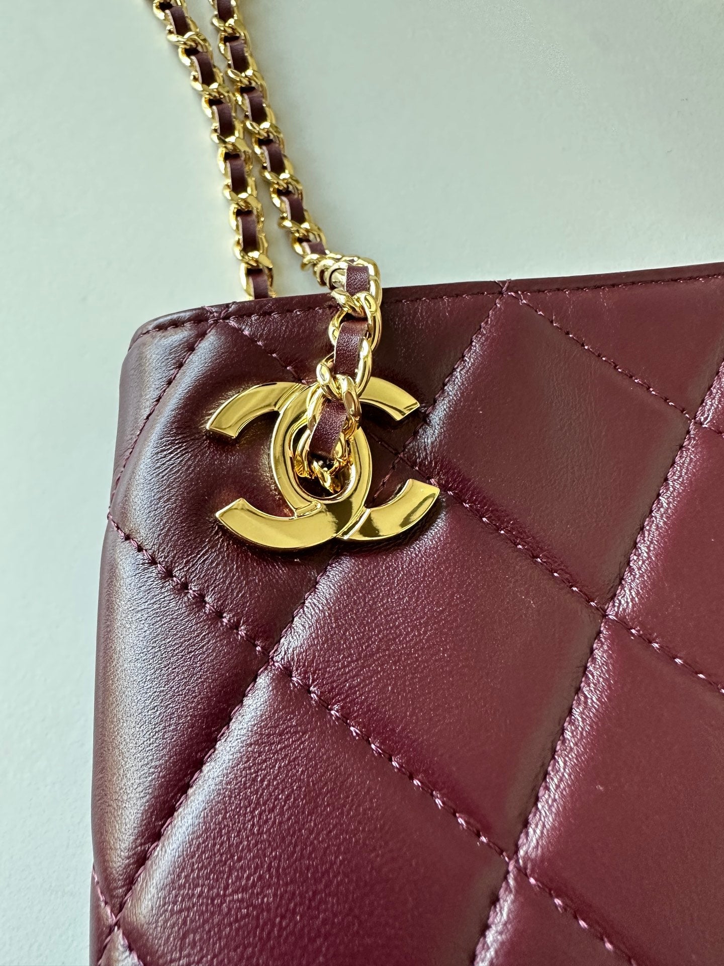 CC Mini Shopping Wine Red Quited Lambskin 292270