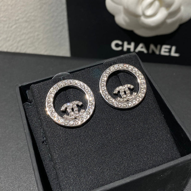 CC Classic Platinum Rhinestone Stud Sliver Earrings