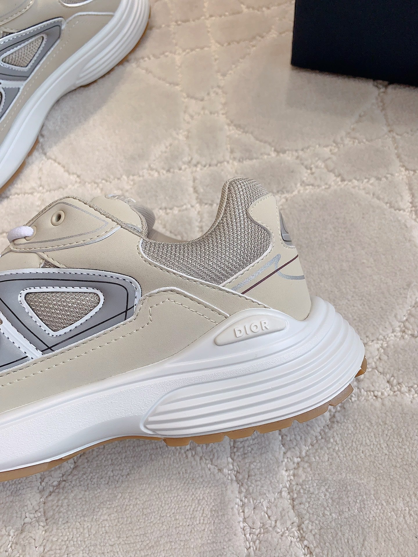 CD B30 Sneaker Grey Beige Mix Brown Polyester Mesh Fabric And Calfskin