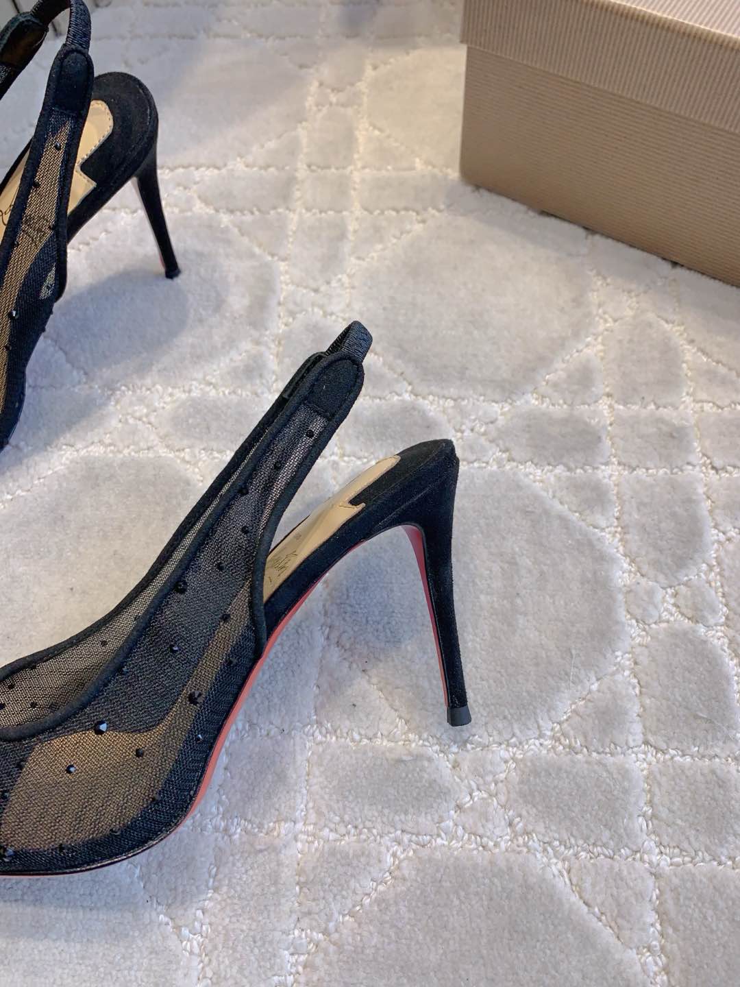 CL Follies Strass 85mm Black Mesh 177134
